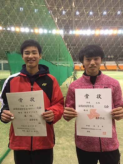 高校男子ソフトテニス部 滋賀県選抜インドア大会 1位・5位・ベスト16