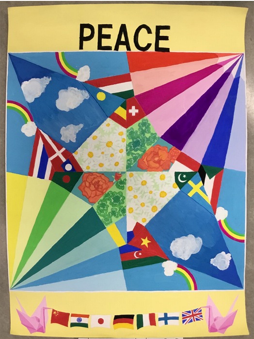 中学 令和3年度世界平和祈念ポスターに中学生2年生入賞しました