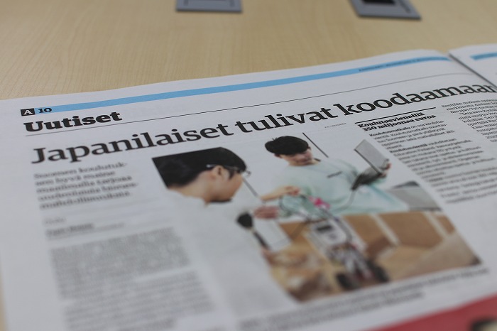 高2 海外研修オウル（フィンランド）コースの様子がフィンランドの経済新聞Kauppalehtiに掲載されました